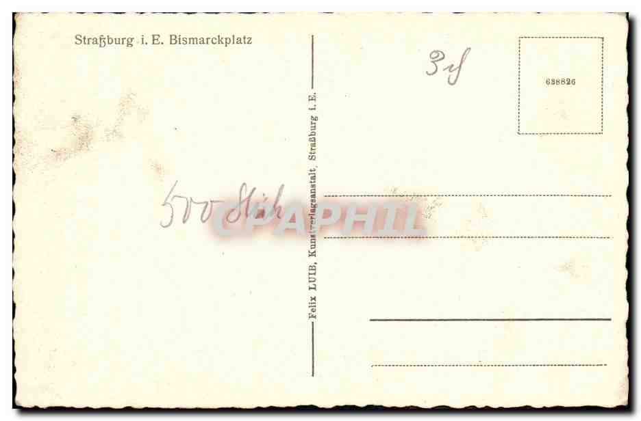 CPA Strassburg Bismarckplatz — Verso