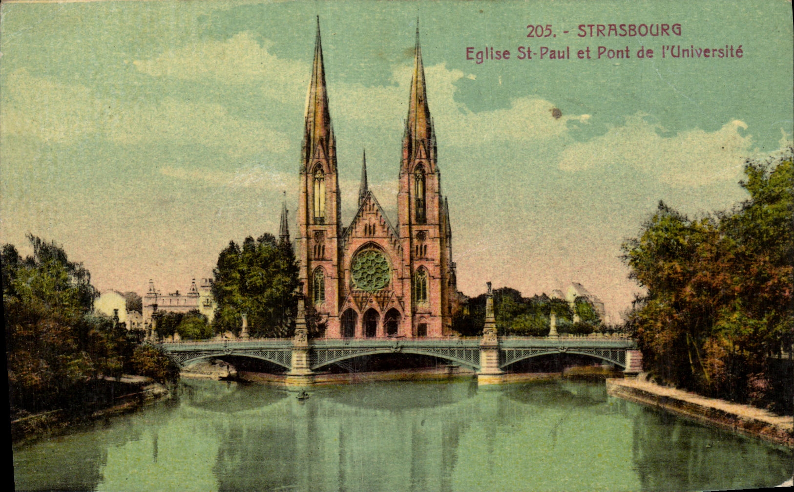 CPA Strasbourg Eglise St Paul et Pont de L Universite