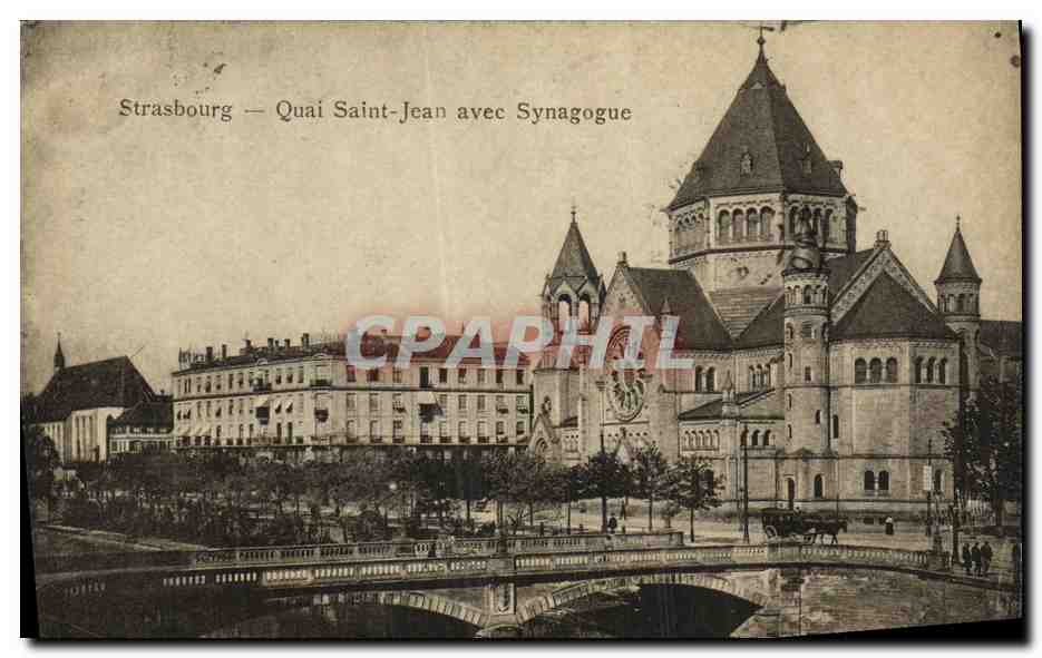 CPA Strasbourg Quai Saint Jean Syangogue Judaica Juif Judaïca