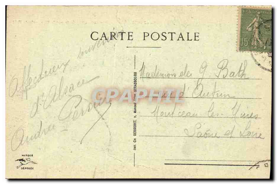 Strasbourg - Pont du Chemin de fer sur le Rhin, près de Kehl — n° 652, éditeur Bergeret — Verso