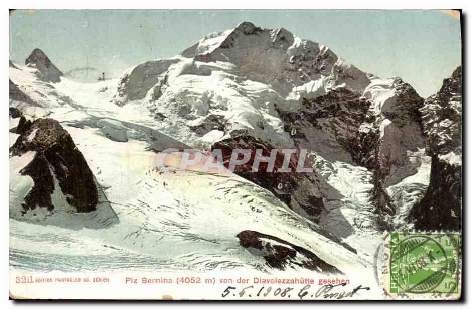 CPA Piz Bernina Von der Diavelezzahutte gesehen