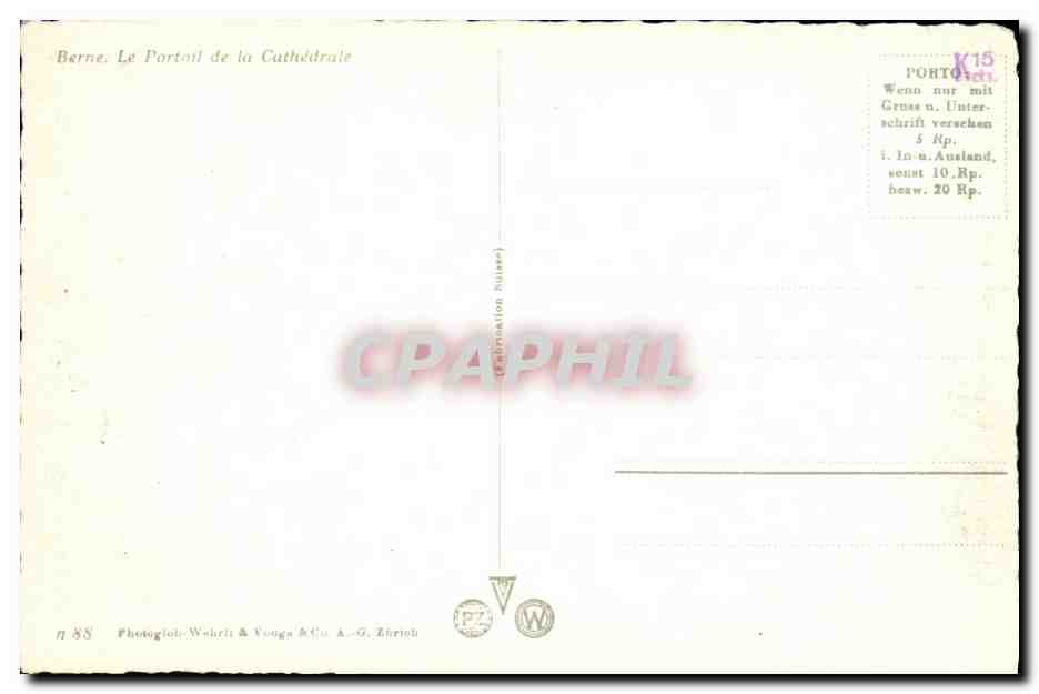 CPM Berne le portail de la cathedrale — Rückseite