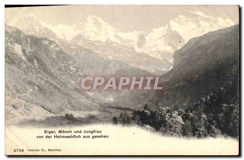 CPA Eiger Monch Und Jungfrau Von der Heimwehfluh aus Gesehen
