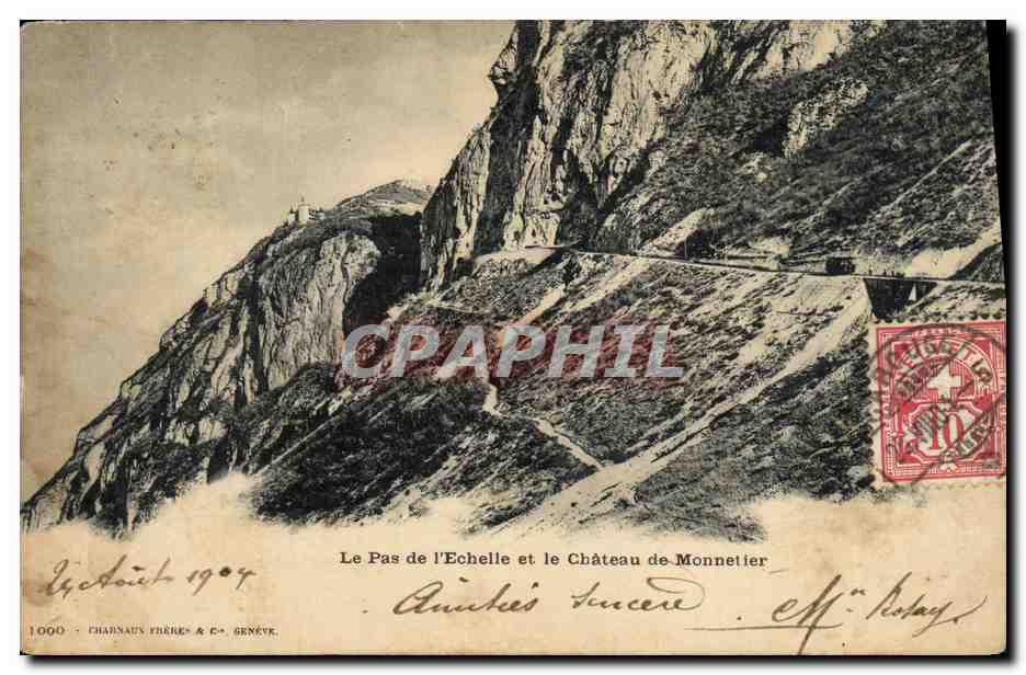 CPA Le Pas de L Echelle et le Chateau de Monnetier