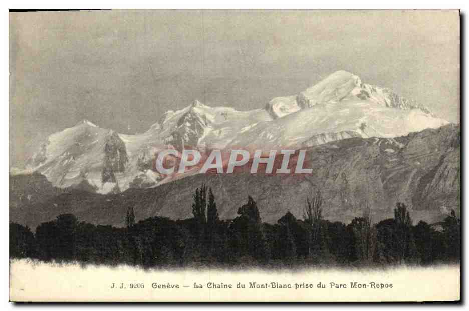 CPA Geneve Le Chateau du Mont Blanc prise du Parc Mon Repos