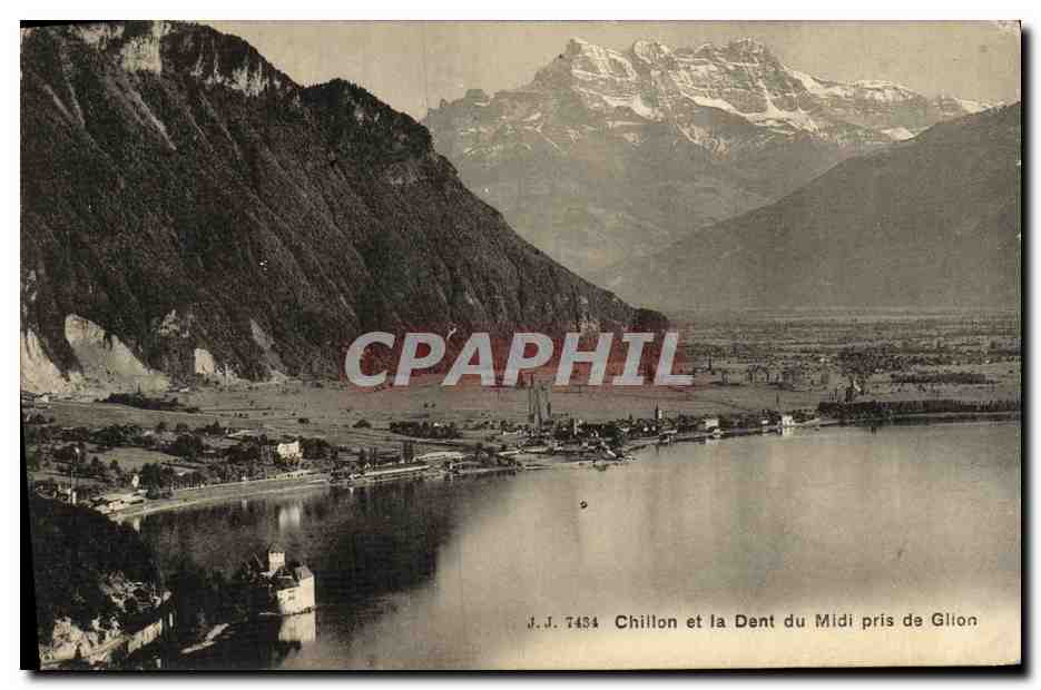 CPA Chateau de Chillon et Dent du Midi pris de Glion