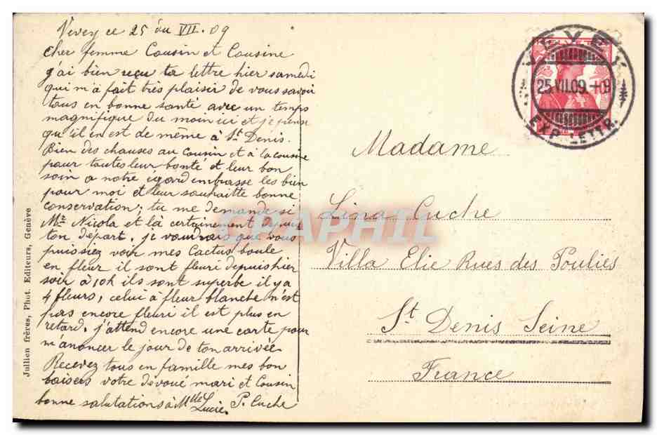 CPA Chateau de Chillon et Dent du Midi pris de Glion — Rückseite