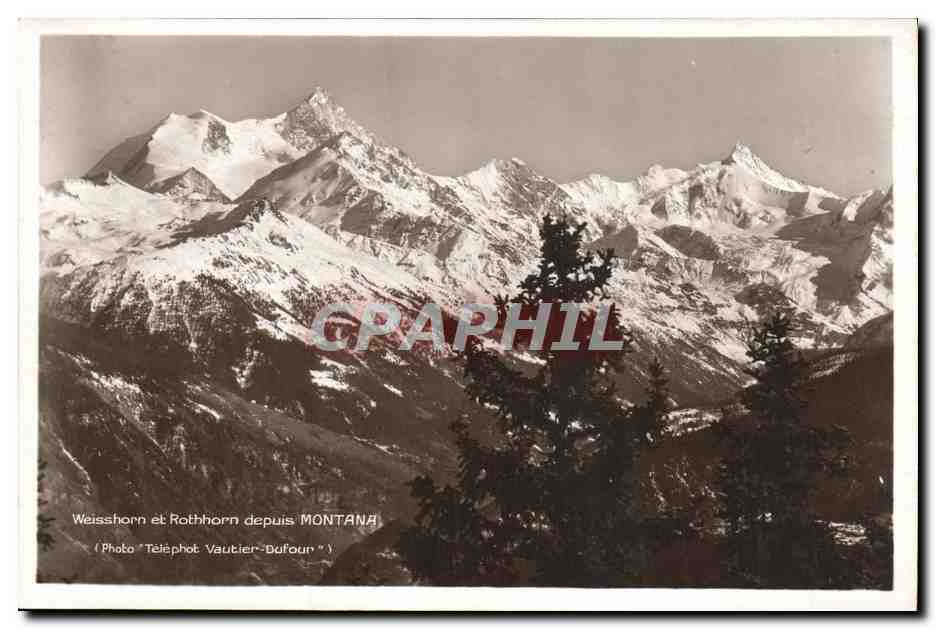CPA Weisshorn et Rothhorn depuis Montana