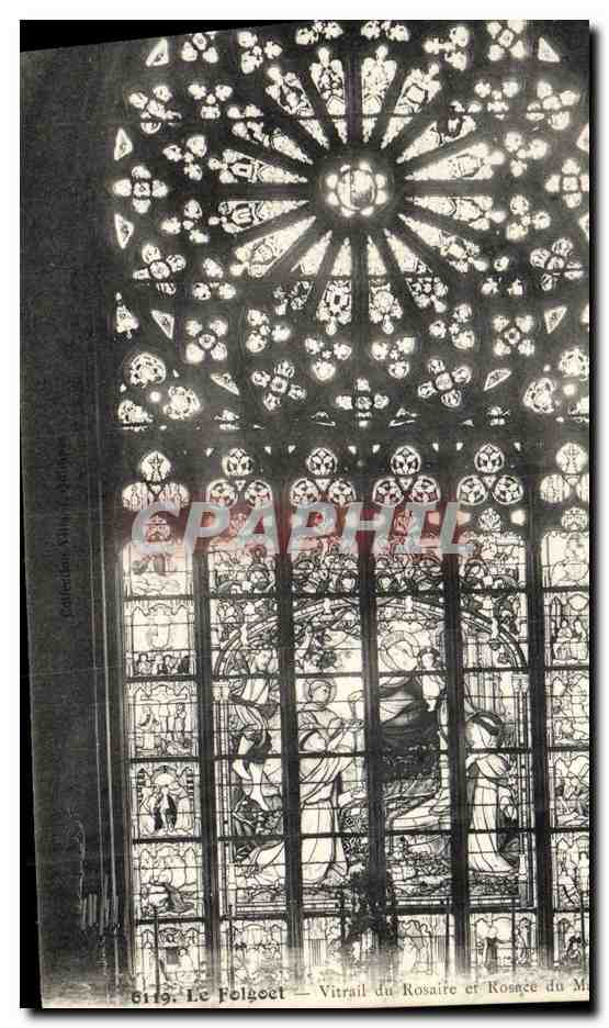 CPA Le Folgoet Vitrail du rosaire et rosaire du maitre autel