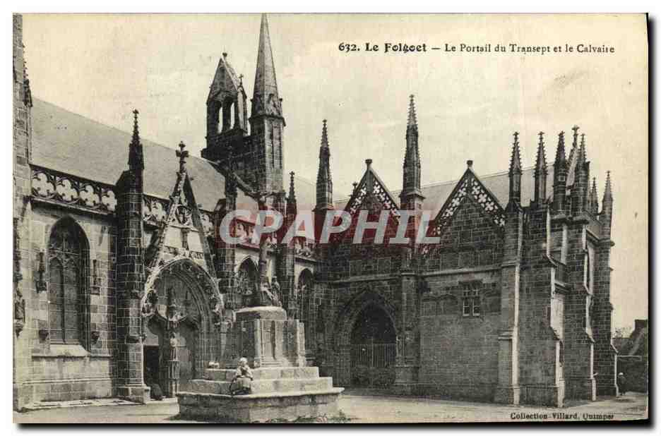 CPA Le Folgoet Le Portail du Transept et le calvaire