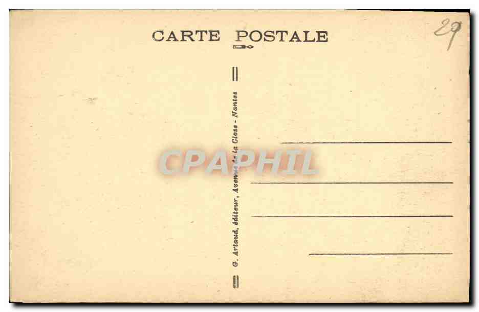 Le Pouldu — Plage de Kerou par gros temps — G. Artaud, Nantes — Verso