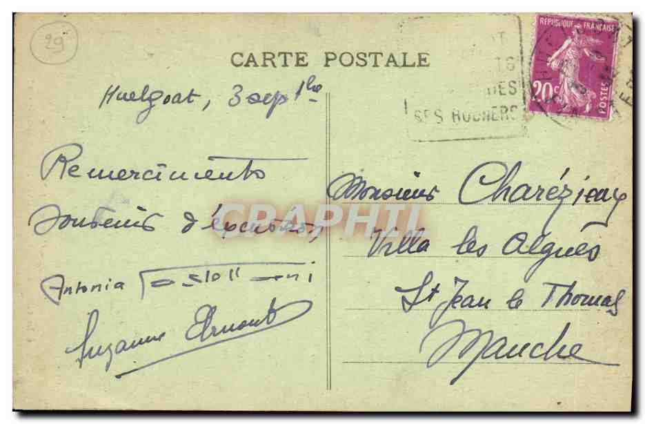 CPA St Herbot pres Huelgoat — Rückseite