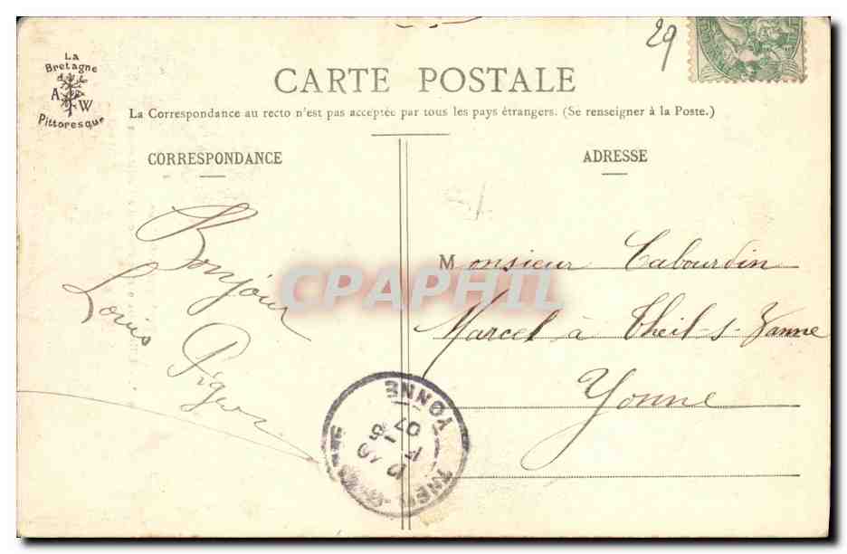 CPA L ile Tristan et le Elugnon a Douarnenez — Rückseite