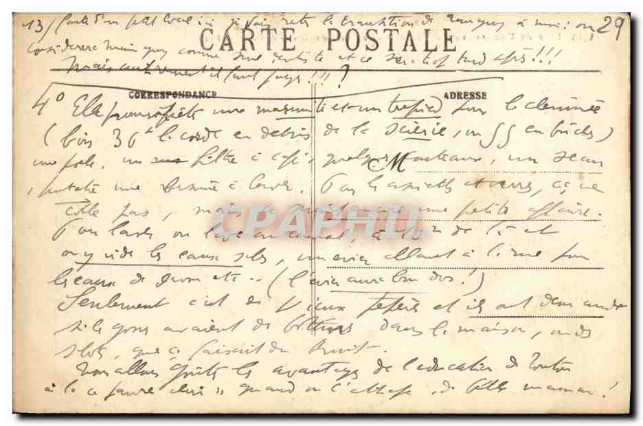 CPA Baie de Douarnenez Cote de Beuzec pointe et grotte de Castel ar Roch — Rückseite