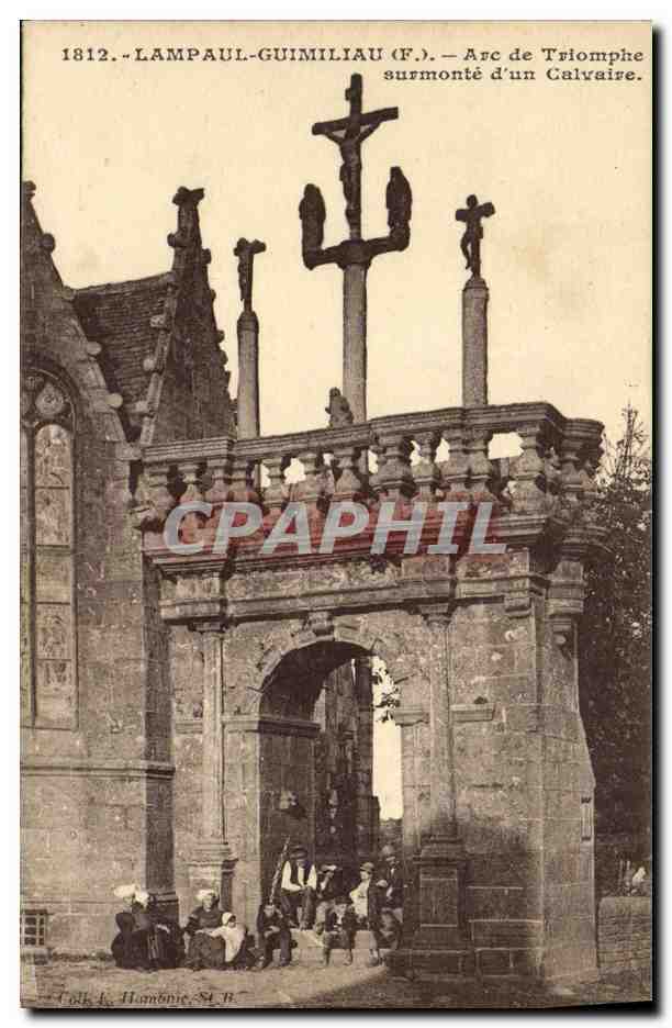 CPA Lampaul Guimiliau Arc de triomphe surmonte d un calvaire 