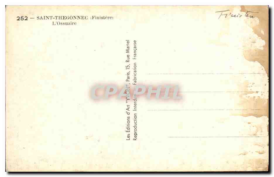 CPA Saint Thegonnec Finistere L ossuaire — Rückseite