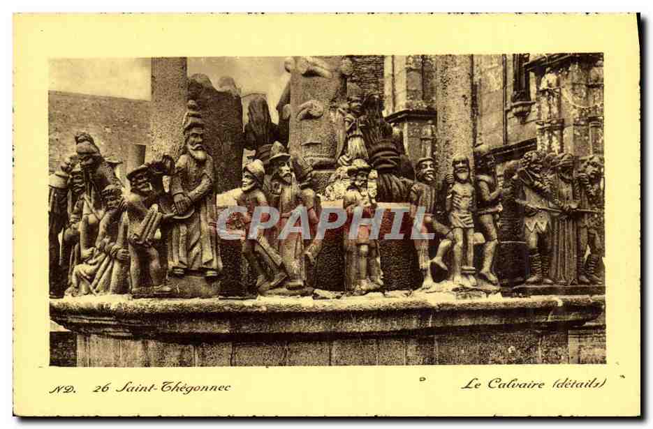 CPA Saint Thegonnec Le Calvaire DEtail