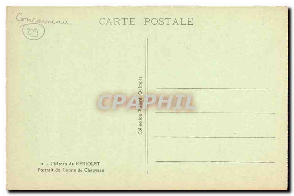 CPA Chateau de Keriolet Portrait du Comte de Chauveau — Rückseite