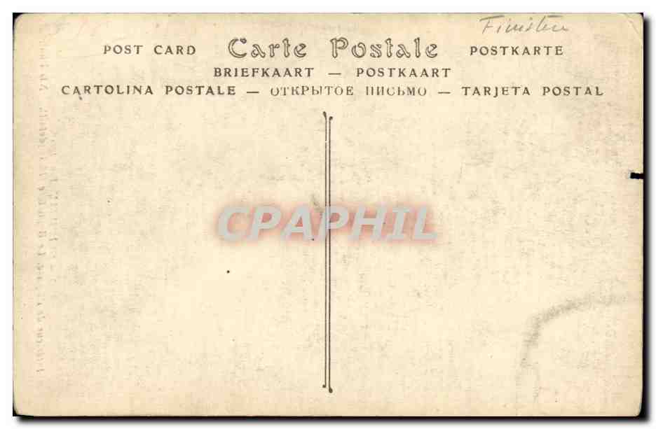 Tarjeta postal antigua Guimiliau Finistère Interior de la iglesia El baptisterio — Reverso