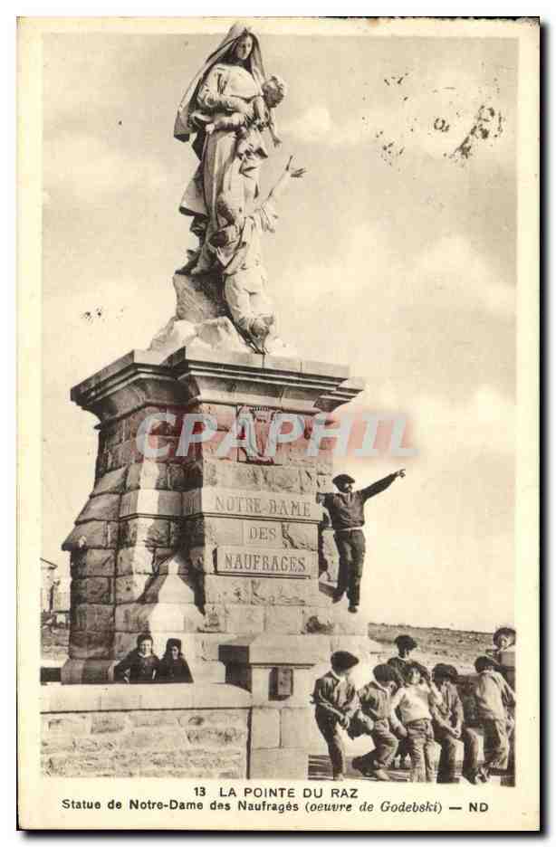 CPA La Pointe du raz Statue de Notre Dame des naufrages