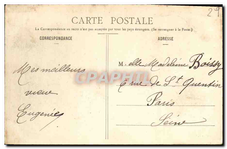 CPA Environs de Pont Aven Le chateau de Henant — Rückseite