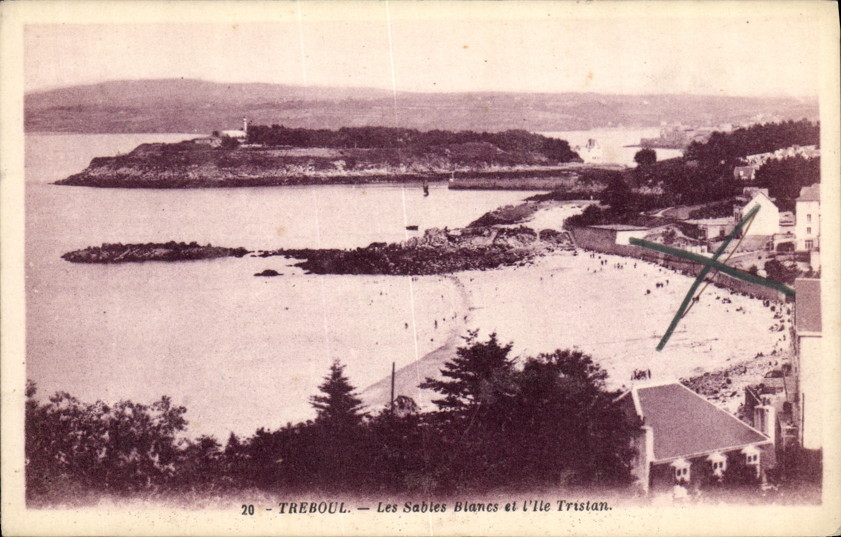 CPA Treboul Les Sables Blancs et l ile Tristan