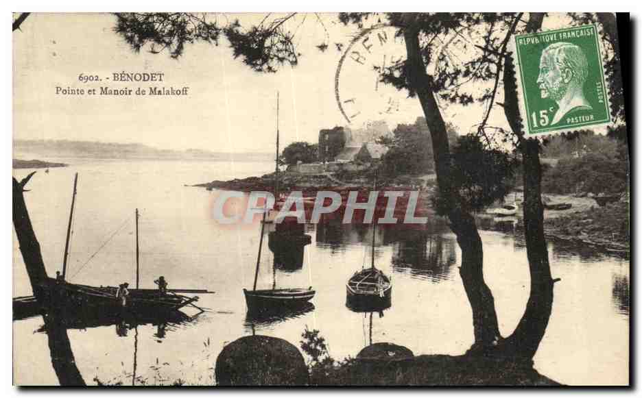 CPA Benodet Pointe et manoir de Malakoff Bateaux