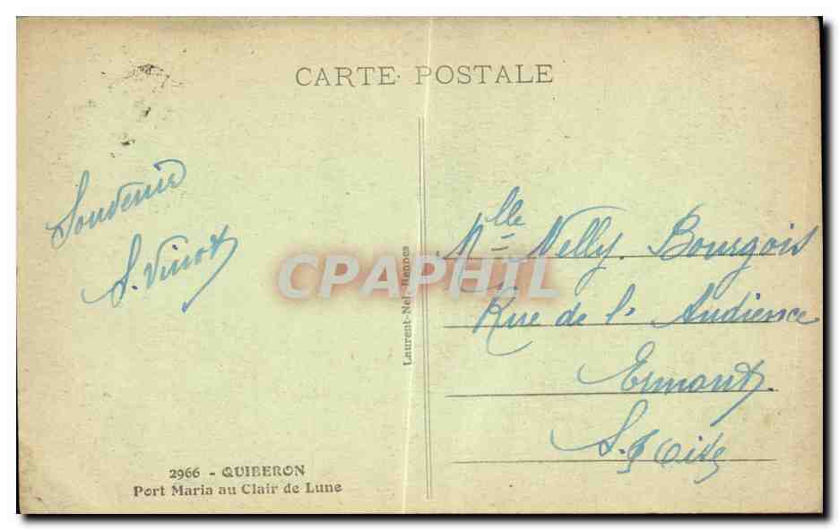CPA Quiberon Port Maria au Clair de Lune Bateaux — Rückseite