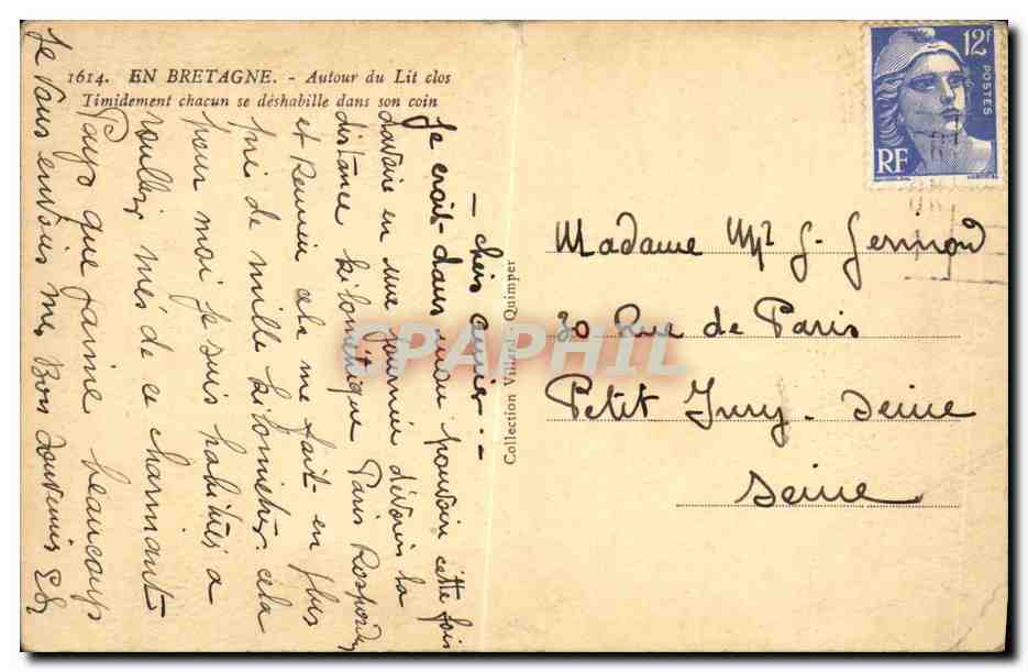 CPA En Bretagne Autour du Lit Clos Folklore — Rückseite