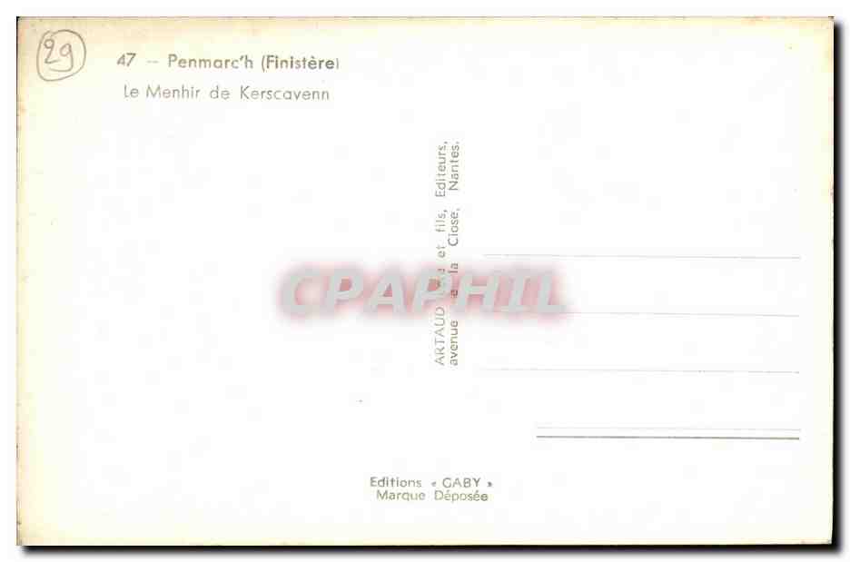 CPA Penmarch Le Menhir de Kerscavenn — Rückseite