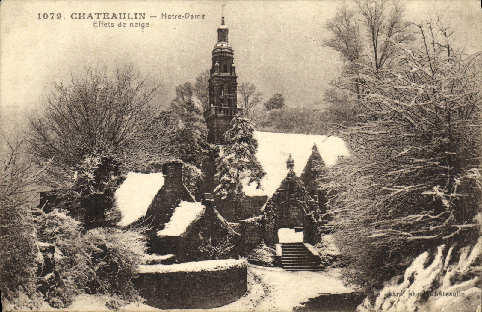 CPA Chateaulin Notre Dame Effets de neige