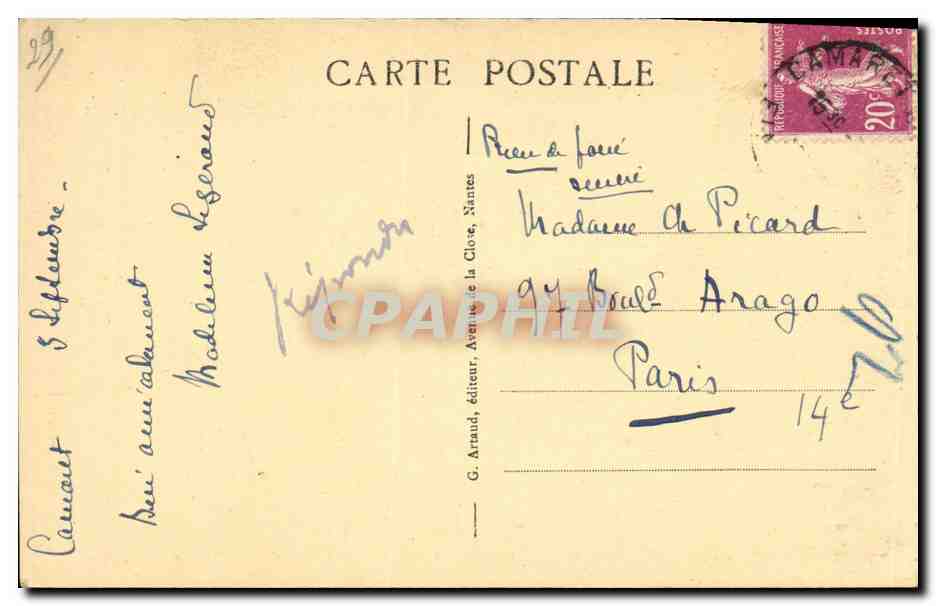 CPA Camaret Plage du Veryac h — Rückseite