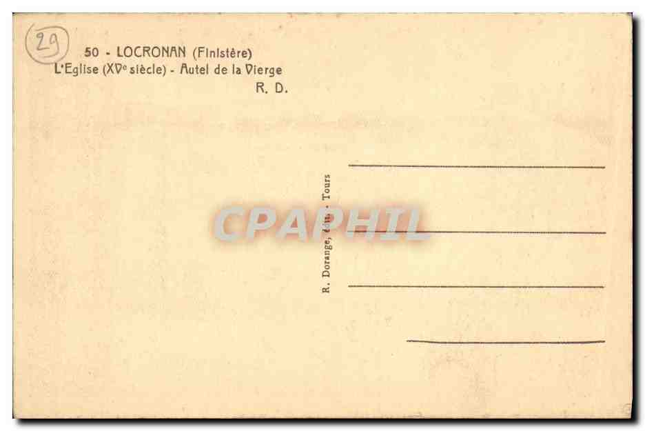 CPA Locronan L Eglise Autel de la Vierge — Rückseite