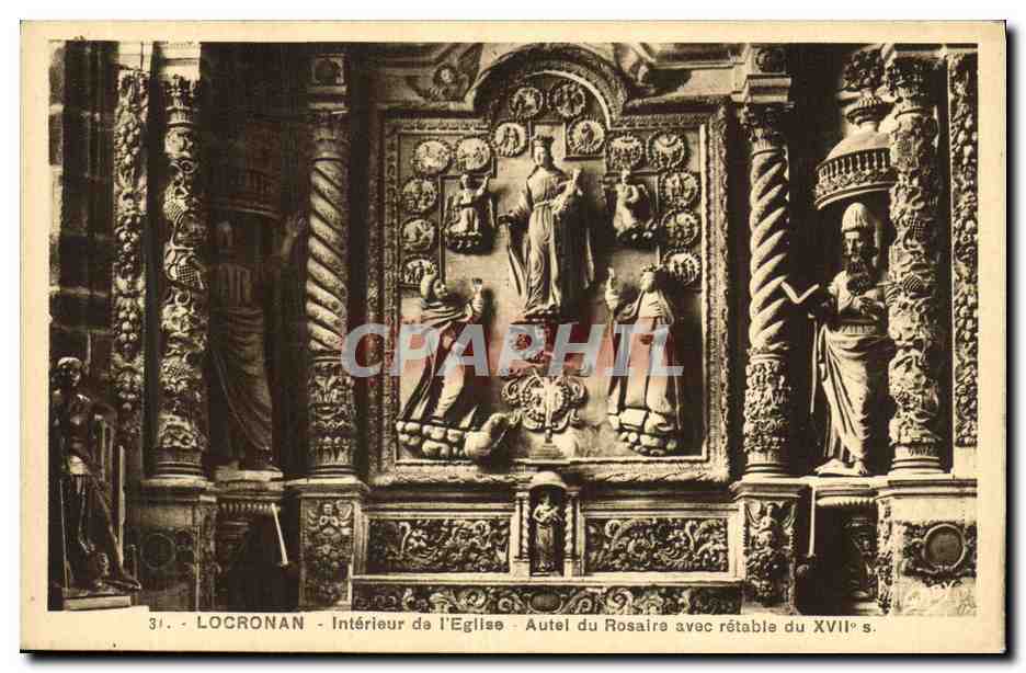 CPA Locronan Interieur de L Eglise Autel du Rosaire avec retable du 17eme