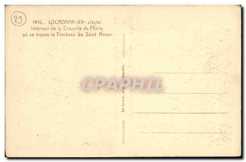 CPA Locronan Interieur de L Eglise Autel du Rosaire — Rückseite