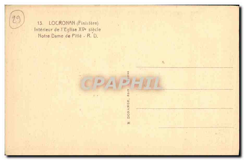 CPA Locronan Interieur de L Eglise Notre Dame de Pitie — Rückseite