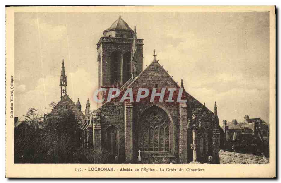 CPA Locronan Abside de L Eglise La Croix du Cimetiere