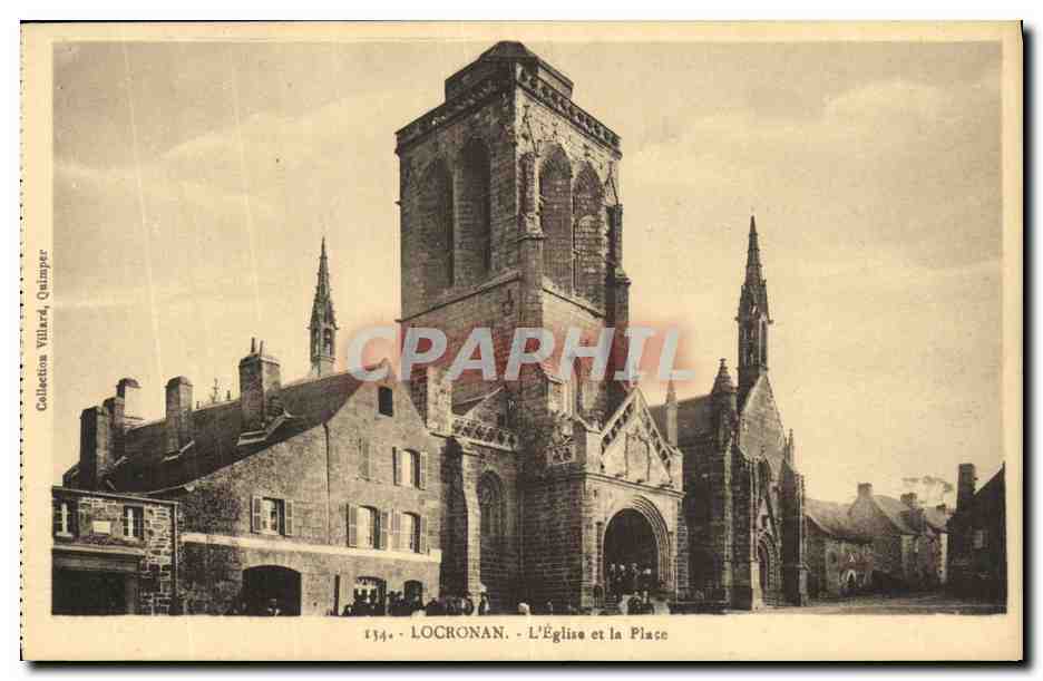 CPA Locronan L Eglise et la place