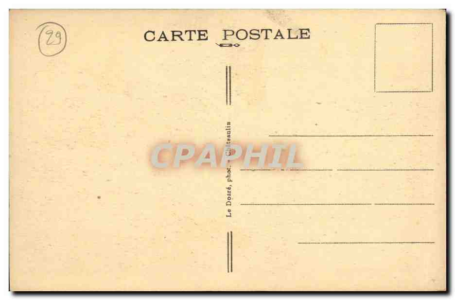 CPA Locronan Pardon de la Grande Tromenie Hutte Chapelle St Thurien Folklore Costume — Rückseite