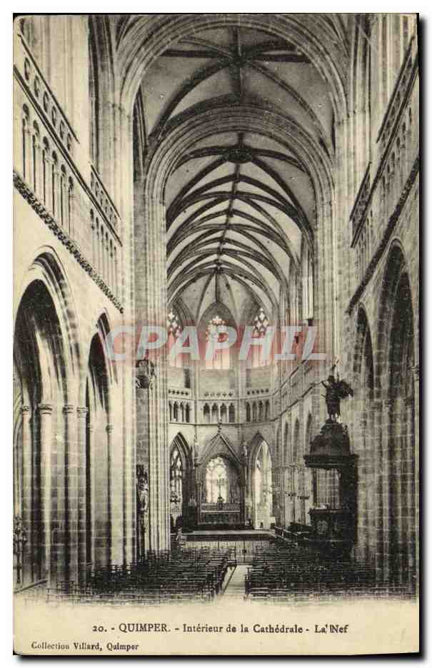 CPA Quimper Interieur de la Cathedrale