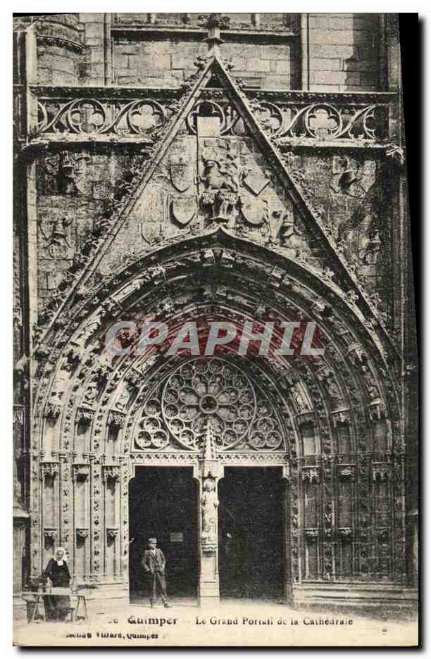 CPA Quimper Le Grand portail de la cathedrale
