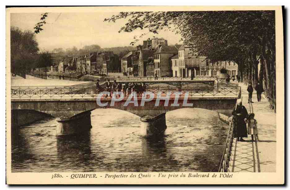 CPA Quimper Perspective des quais Vue prise du boulevard de l Odet