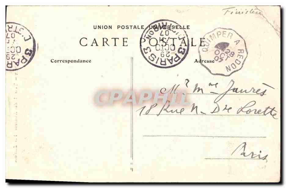 CPA Quimper Tourelle des Anciennes Fortifications — Rückseite
