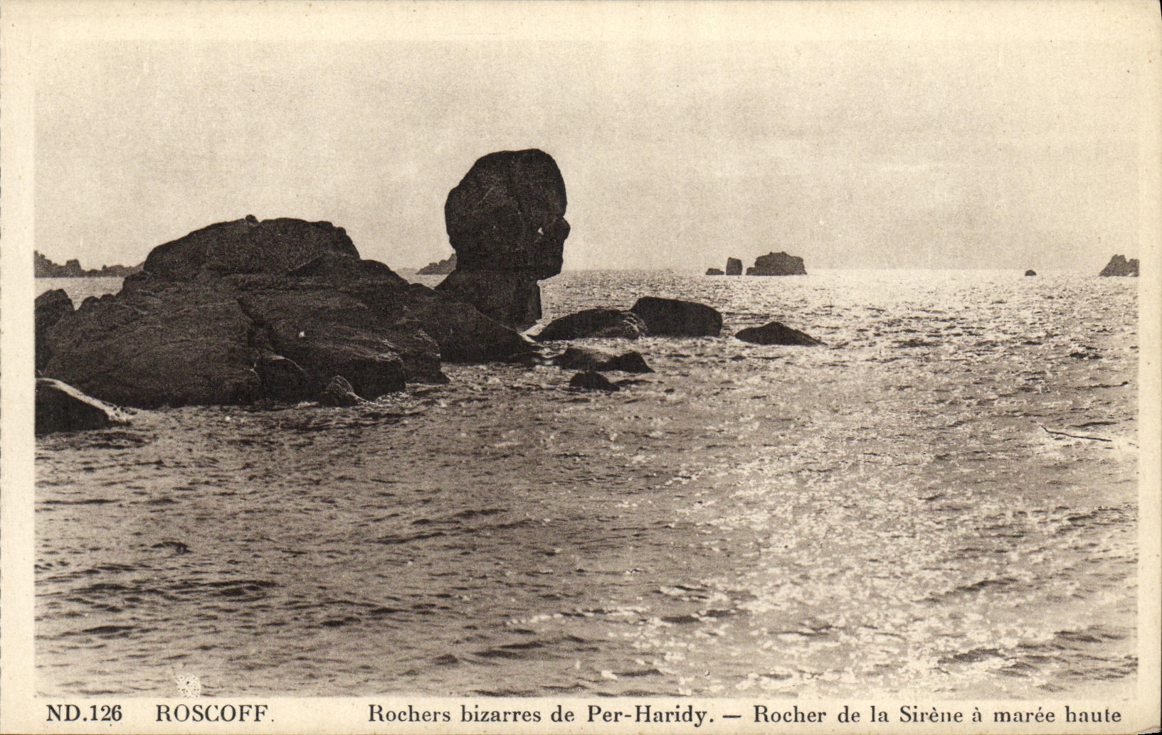 CPA Roscoff Rochers bizarres de per Haridy Rocher de la Sirene a maree haute
