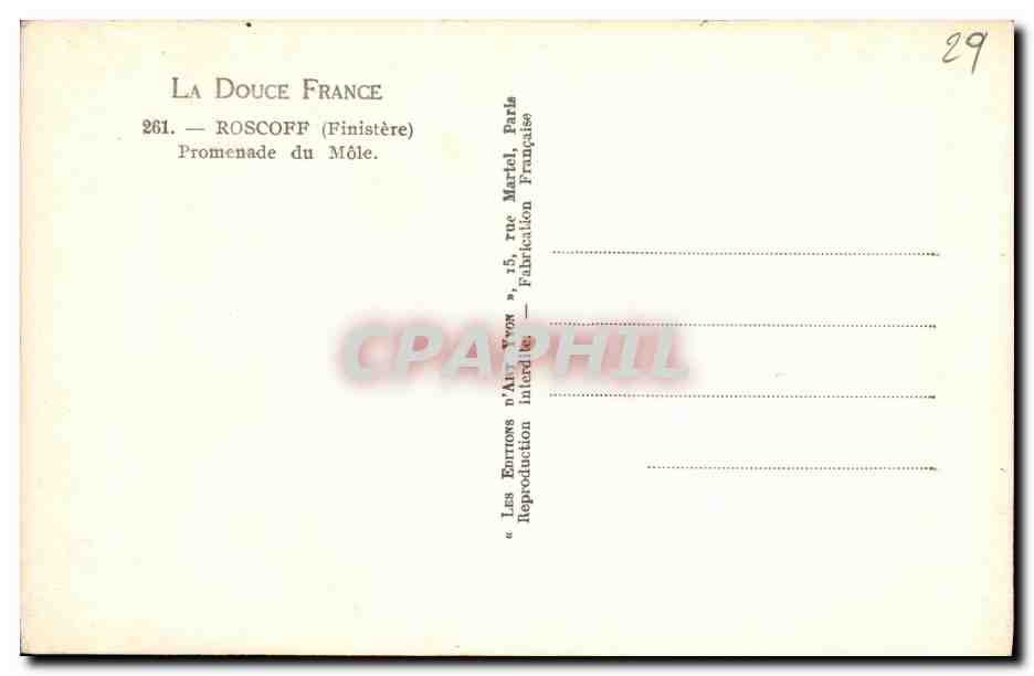 CPA La Douce France Roscoff Promenade du Mole Bateau — Rückseite