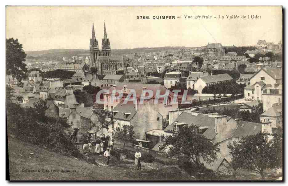 CPA Quimper Vue Generale la Vallee de L Odet animee 