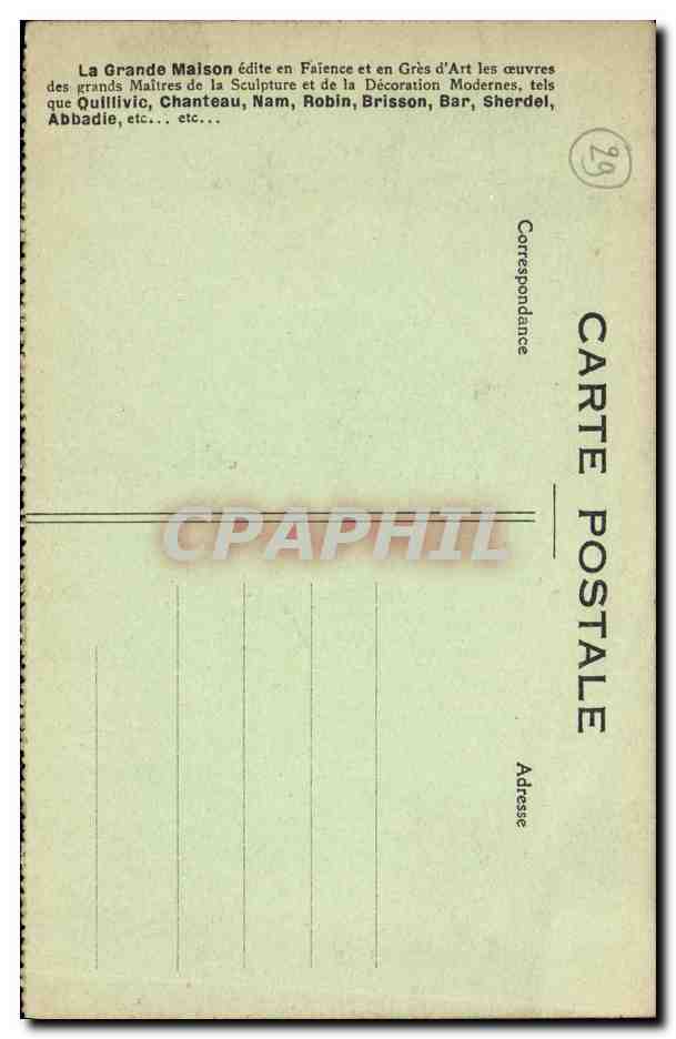 CPA Quimper Grande maison Bigoudenn par Bazin  — Rückseite