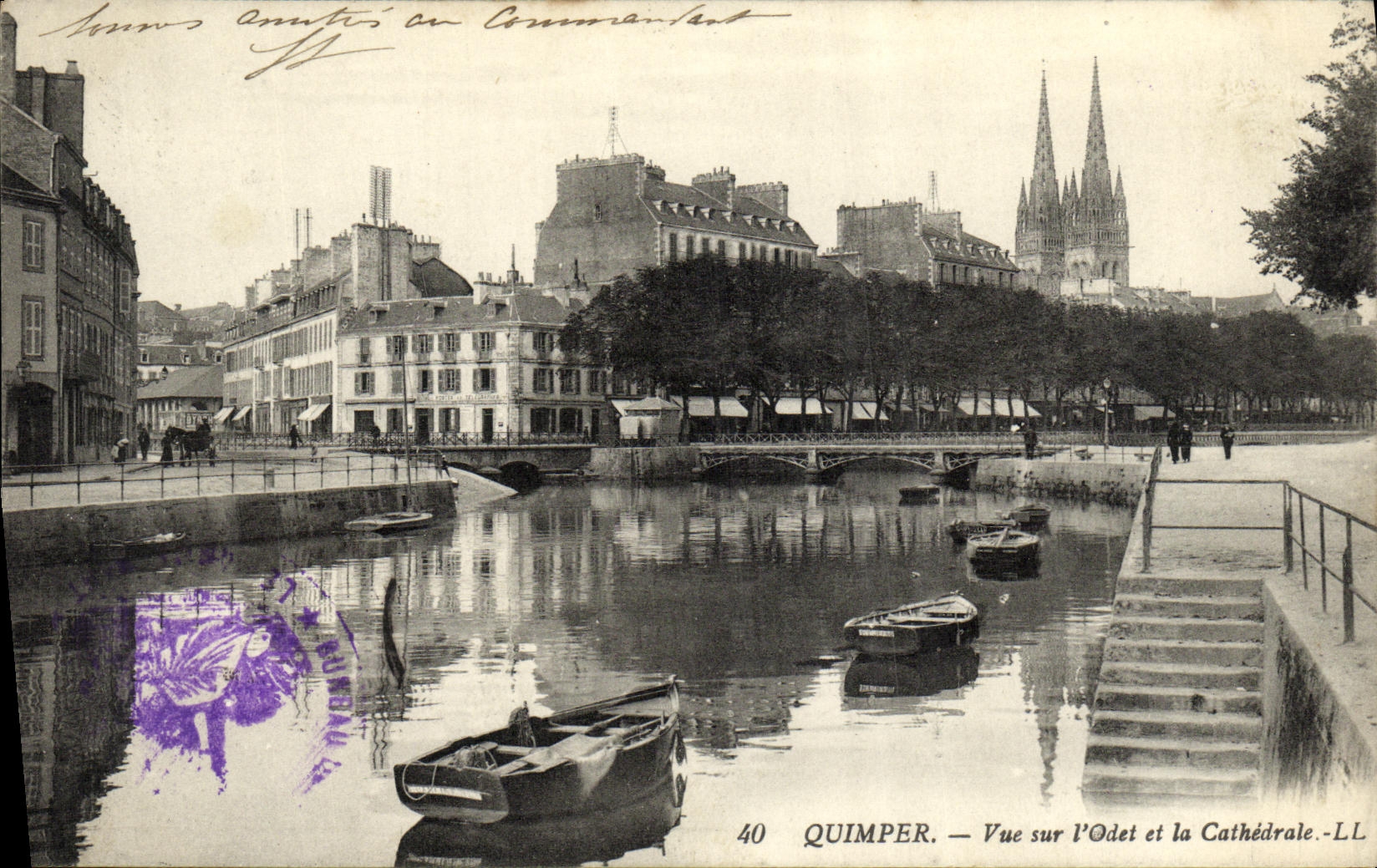 CPA Quimper Vue sur L Odet et la Cathedrale