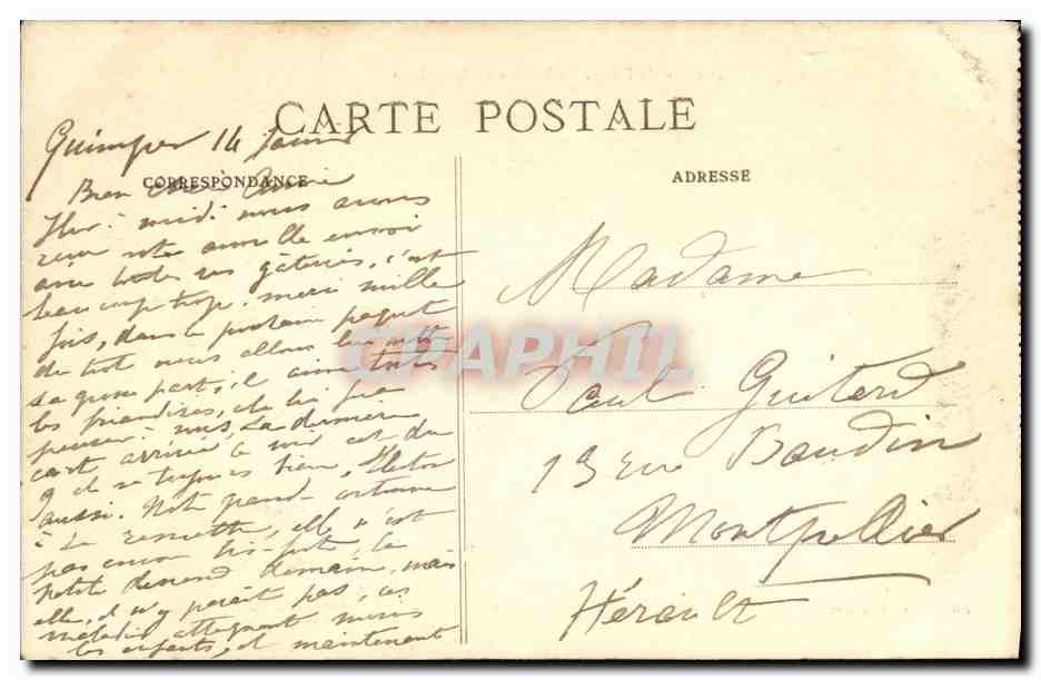 CPA Quimper Riviere de L Odet Chateau de Lanniron — Rückseite