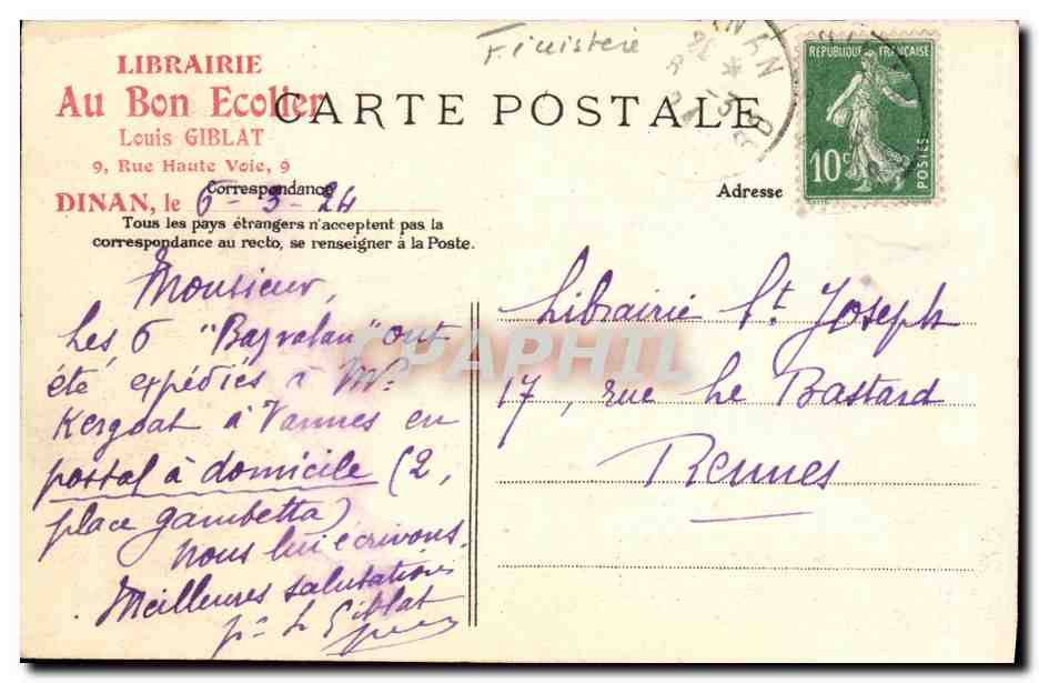 CPA De Morlaix a Saint Pol de Leon Villa Le Garzic — Rückseite